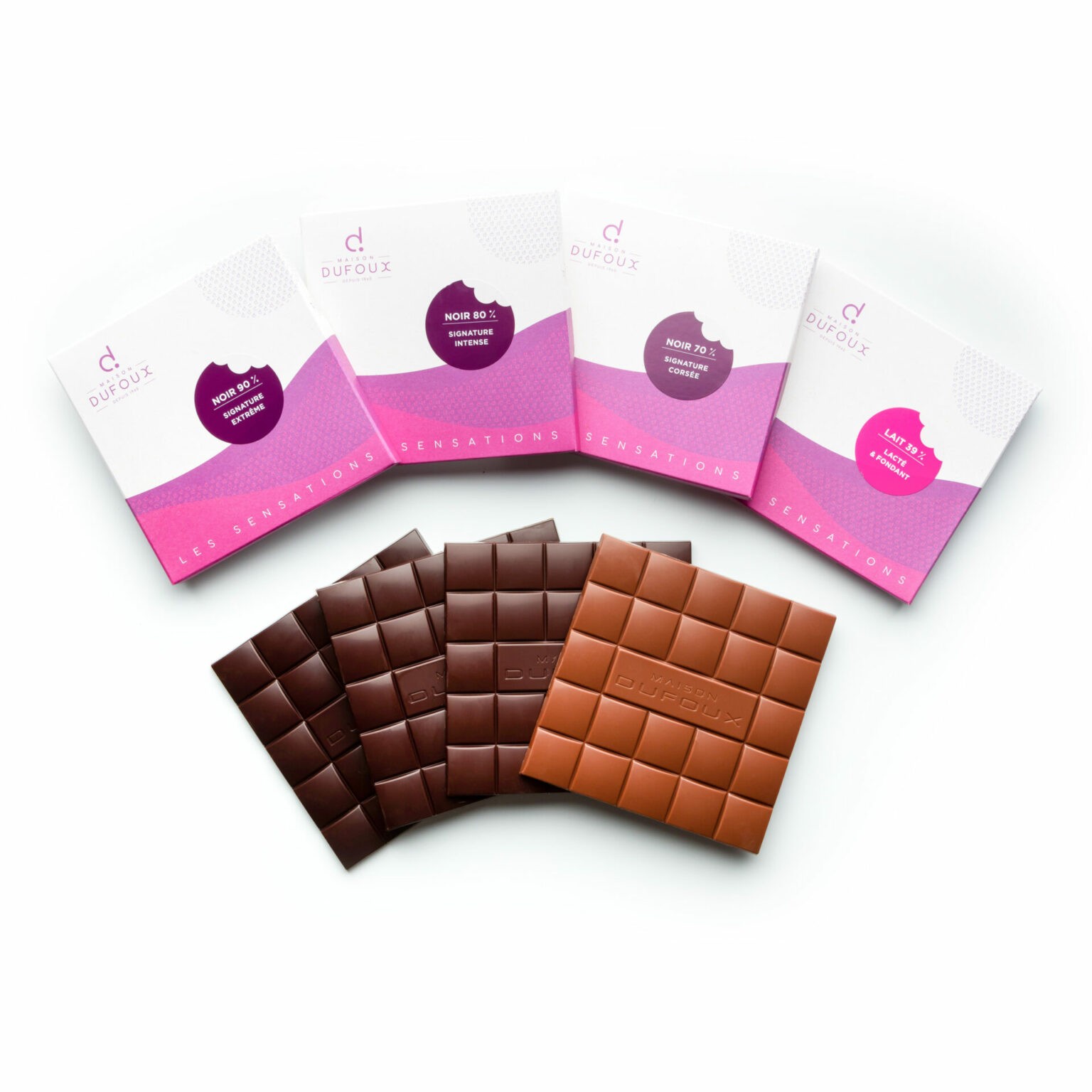 Coffret tablettes de chocolat Grand crus Maison Dufoux Artisan Chocolatier en Bourgogne et à